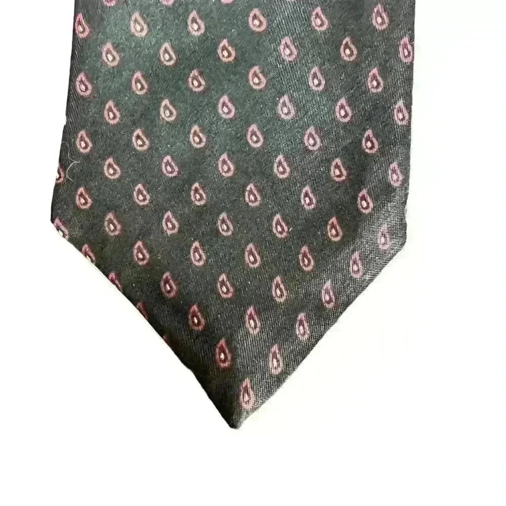 Hardy‎ Amies Black  Paisley 100% Silk Tie Necktie 3.5” Wide